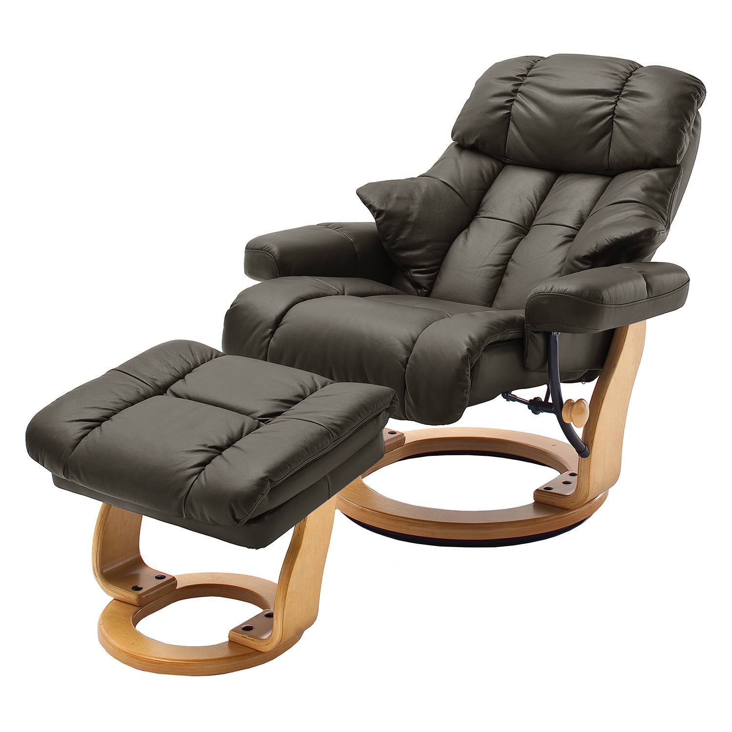 home24 Relaxsessel mit Hocker Grau/Schlamm Kontaktflächen: Echtleder Rückseiten: Kunstleder Gestell: Formholz Hellbraun 90 x 104 x 91cm home24 Relaxsessel mit Hocker Grau/Schlamm Kontaktflächen: Echtleder Rückseiten: Kunstleder Gestell: Formholz Hellbraun 90 x 104 x 91cm von home24