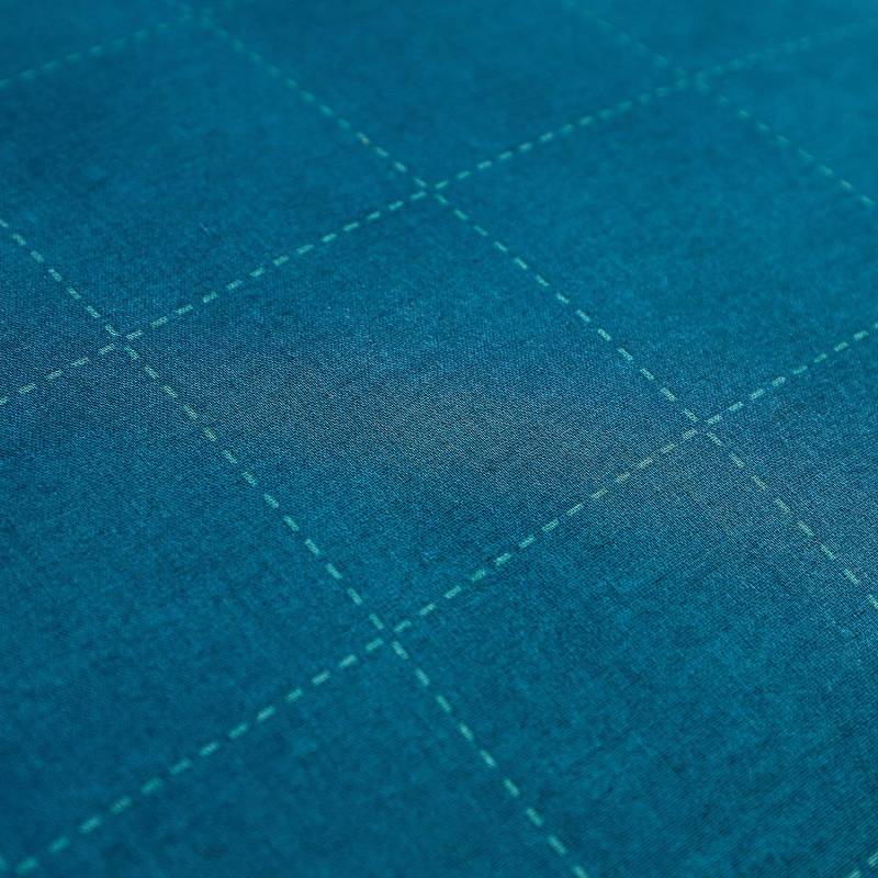 home24 Renforcé Bettwäsche Grid 155 x 200 cm + Kissen 80 x 80 cm Blau/Petrol von home24