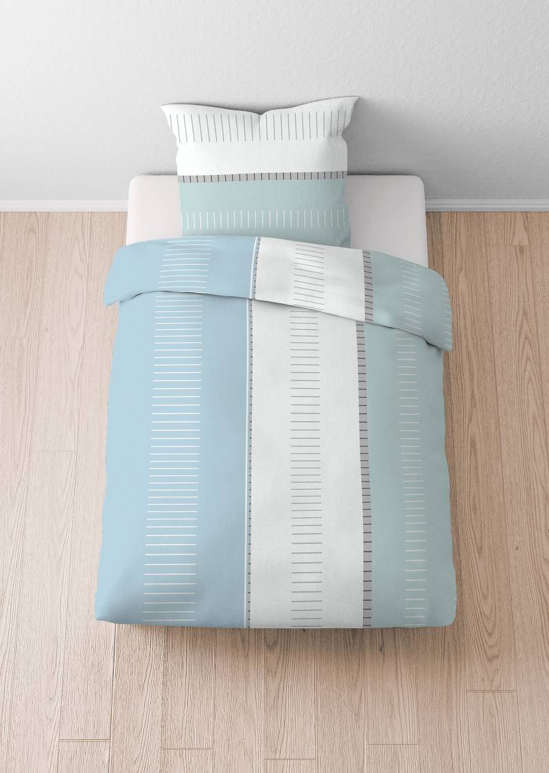 home24 Renforcé Bettwäsche Striche 155 x 220 cm + Kissen 80 x 80 cm Multicolor von home24