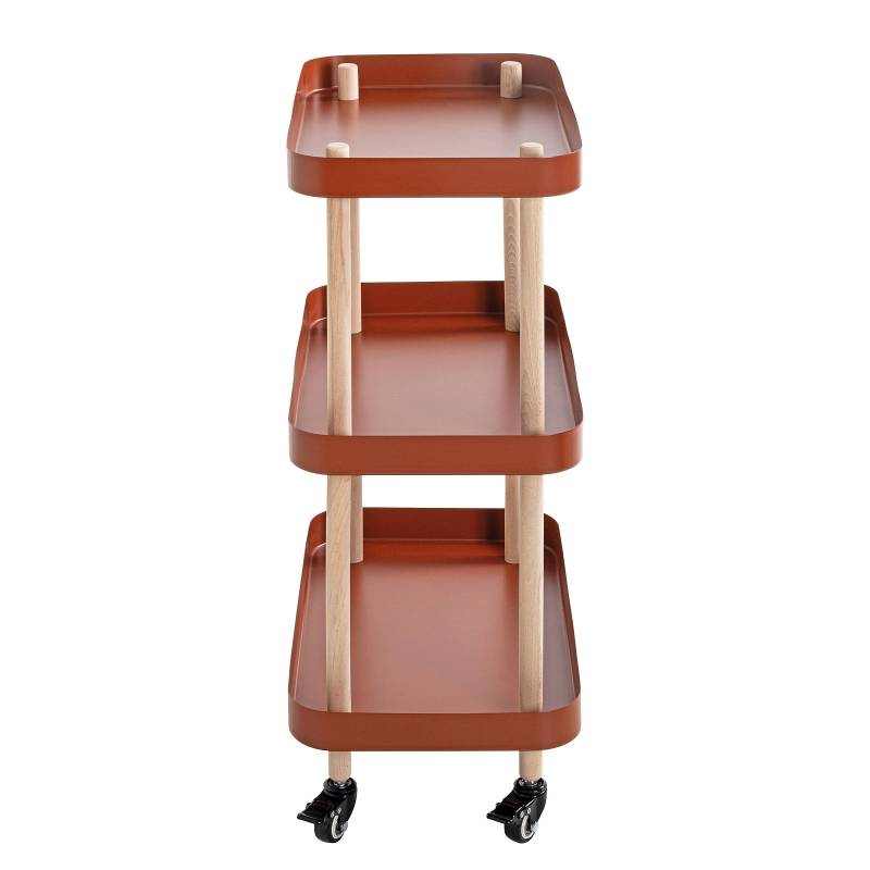 home24 Rollbarer Beistelltisch Levin 76cm Rot/Dunkelrot von home24