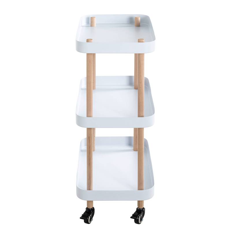 home24 Rollbarer Beistelltisch Levin 76cm Weiß/Weiß von home24
