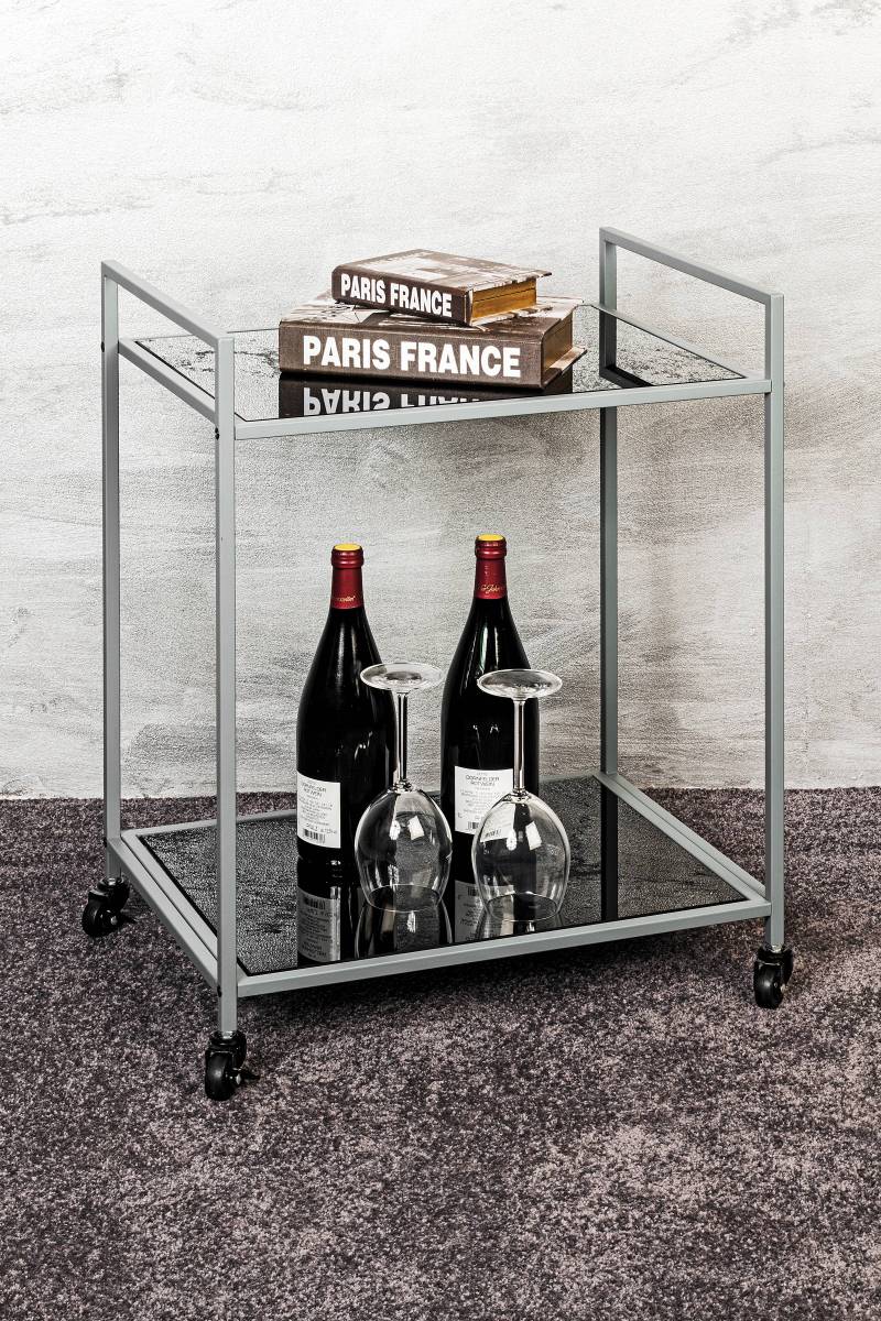 home24 Rollbarer Beistelltisch Melbourne 50 x 69 x 36cm Grau von home24