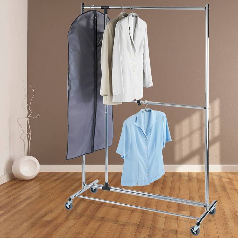 home24 Rollgarderobe Profissimo 116 x 188 x 49cm Silber von home24