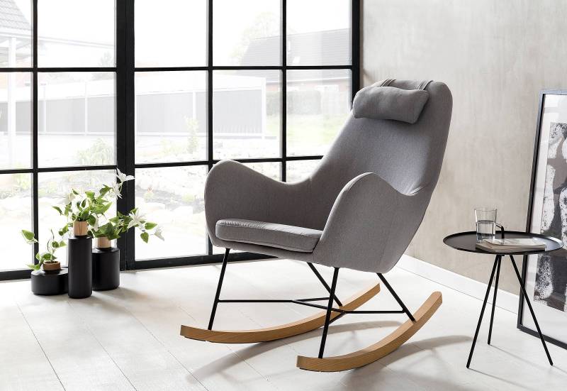 home24 Schaukelsessel Grau Polyester 70 x 99 x 100cm von home24