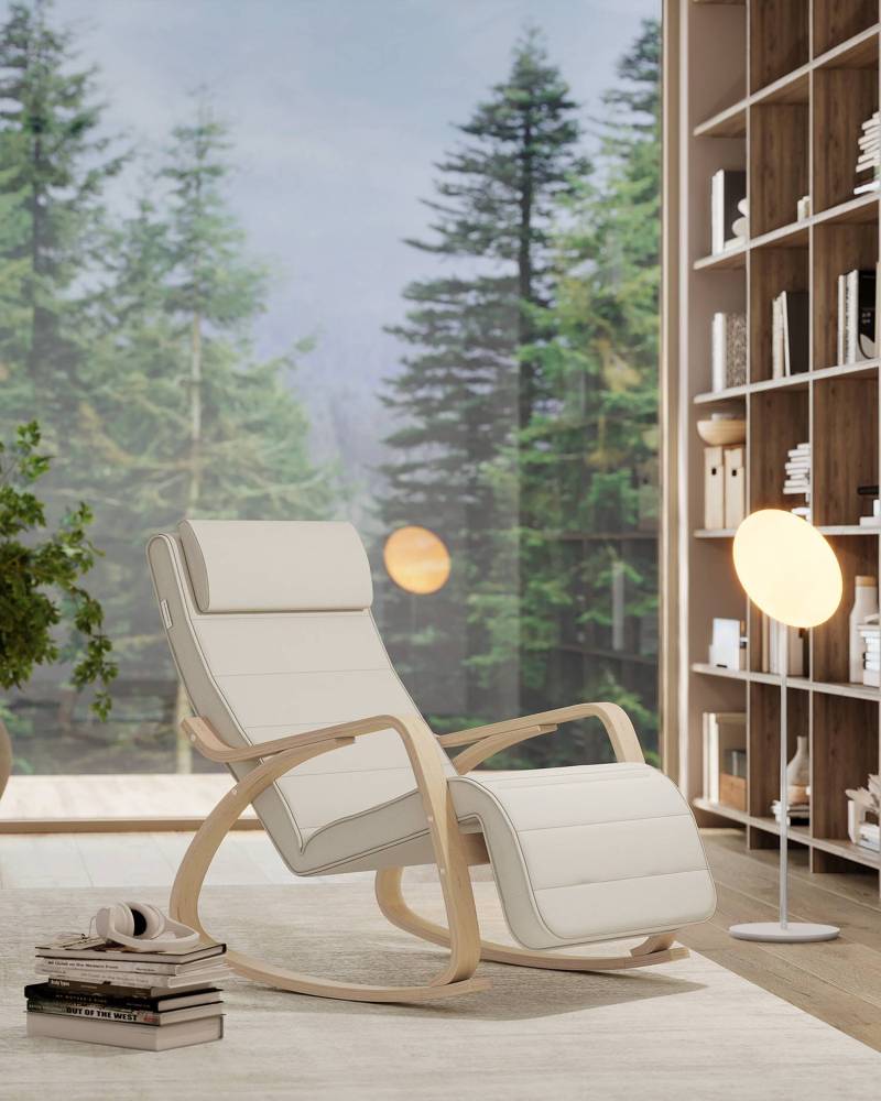 home24 Schaukelstuhl Hawesa Beige/Beige Leinen 67 x 84 x 122cm von home24