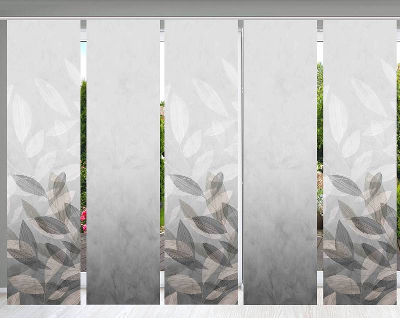 home24 Schiebevorhang Abbe 60 x 245cm Grau/Grau 5er Set von home24