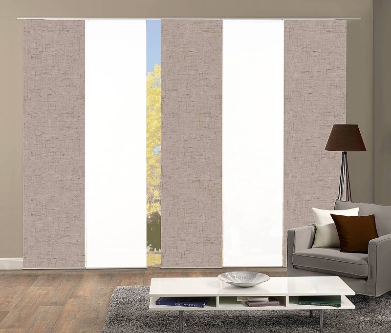 home24 Schiebevorhang Pive 60 x 245cm Beige/Beige 5er Set von home24