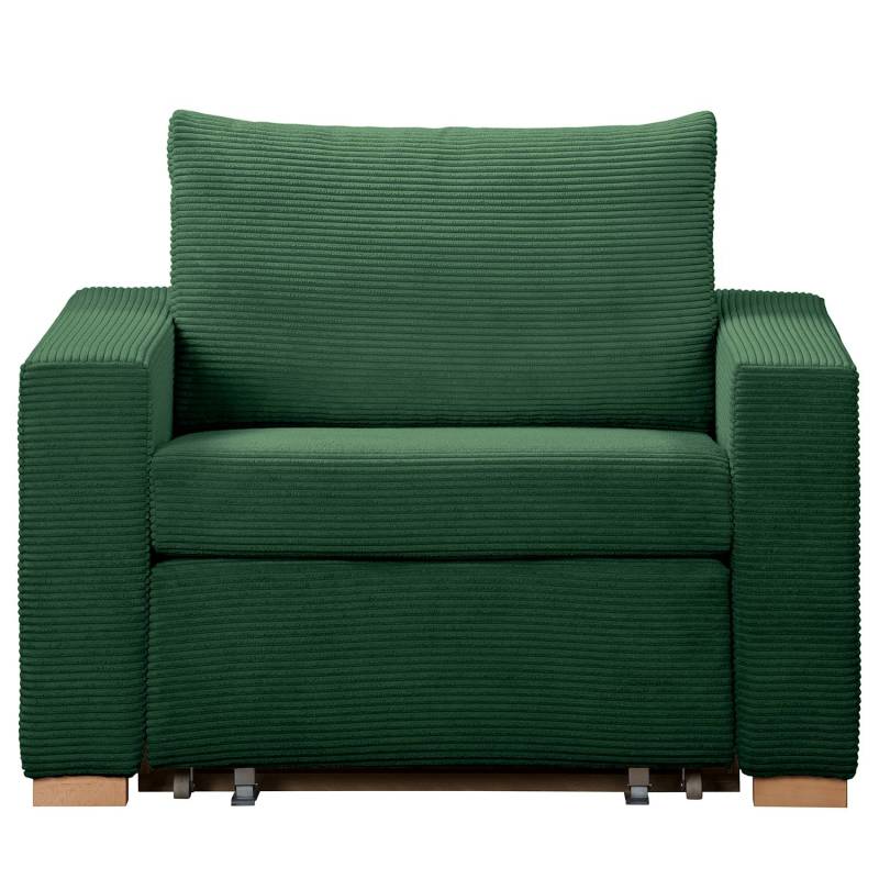 home24 Schlafsessel Basic Grün Cordstoff Poppy 110 x 90 x 90cm von home24