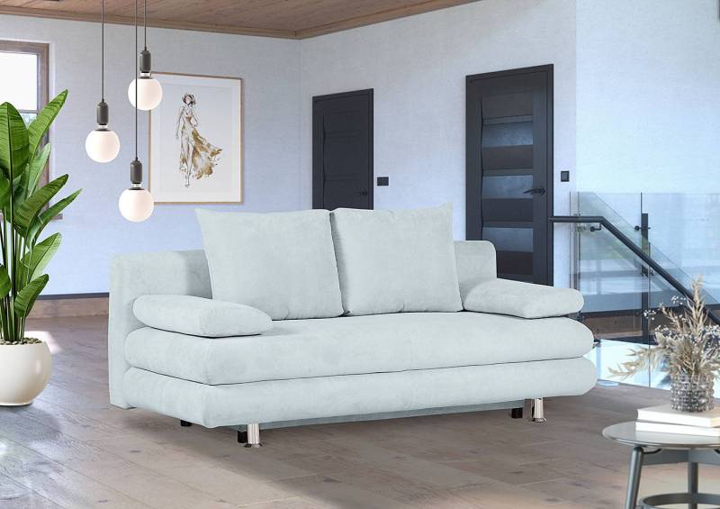 home24 Schlafsofa Roui Blau Flachgewebe Florica 196 x 74 x 90cm von home24
