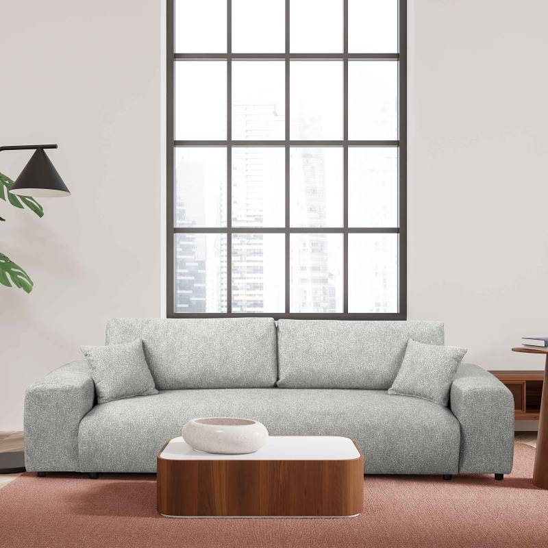 home24 Schlafsofa Silber Strukturstoff Blerta 260 x 79 x 108cm mit Schlaffunktion Modern von home24
