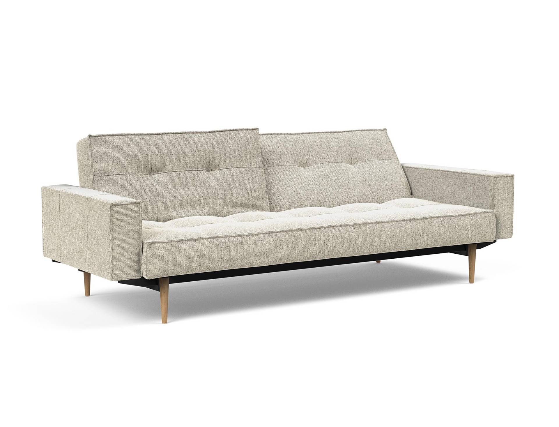 home24 Schlafsofa Splitback Styletto Armlehne Weiß Microfaser 241 x 80 x 91cm mit Schlaffunktion Eiche Hell Modern home24 Schlafsofa Splitback Styletto Armlehne Weiß Microfaser 241 x 80 x 91cm mit Schlaffunktion Eiche Hell Modern von home24