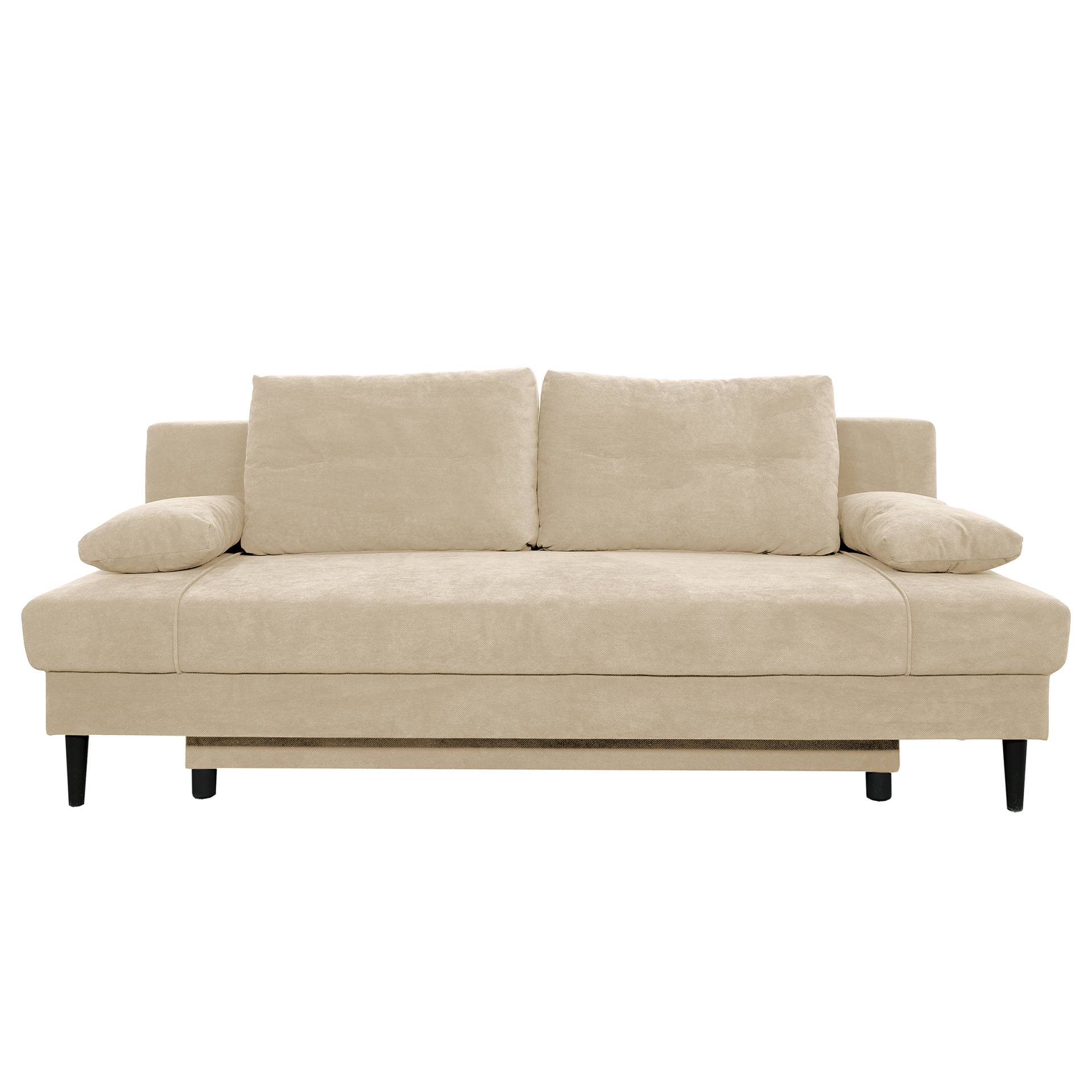 home24 Schlafsofa mit Bettkasten Beige Strukturstoff Premila 199 x 88 x 88cm Modern von home24