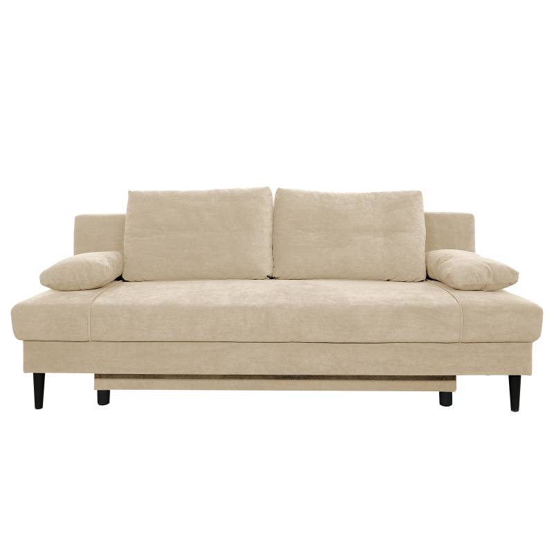 home24 Schlafsofa mit Bettkasten Beige Strukturstoff Premila 199 x 88 x 88cm Modern von home24