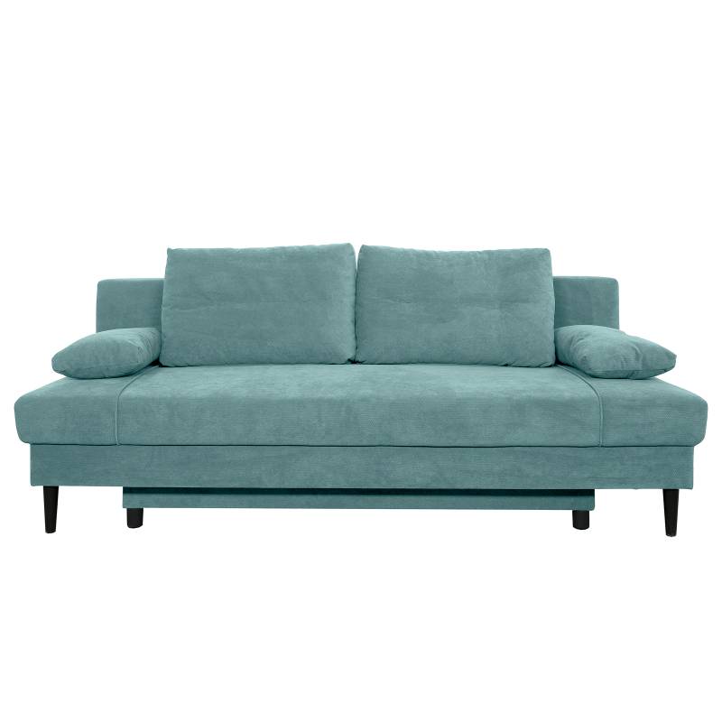 home24 Schlafsofa mit Bettkasten Blau Strukturstoff Premila 199 x 88 x 88cm Modern von home24