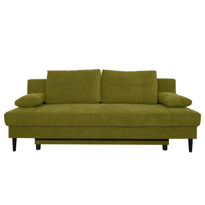 home24 Schlafsofa mit Bettkasten Grün Strukturstoff Premila 199 x 88 x 88cm Modern von home24