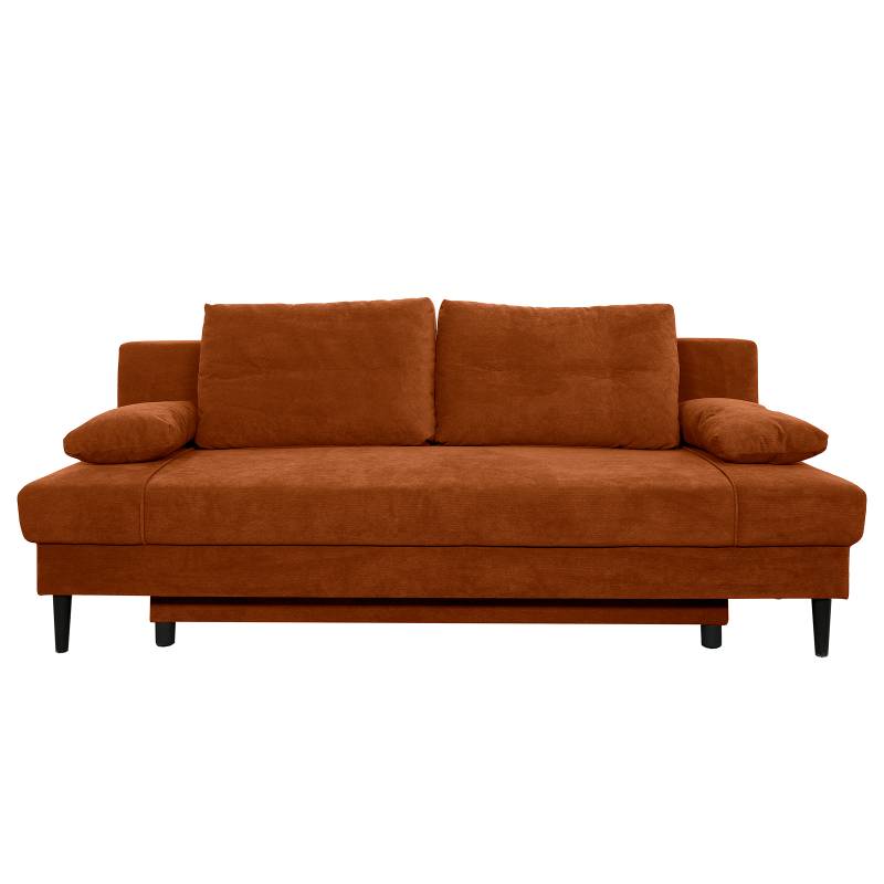 home24 Schlafsofa mit Bettkasten Orange Strukturstoff Premila 199 x 88 x 88cm Modern von home24