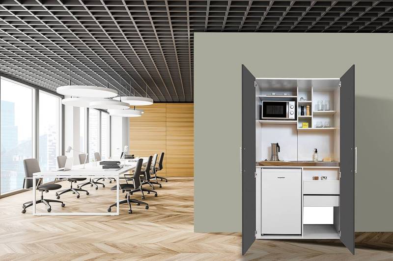 home24 Schrankküche Peter mit Mikrowelle 104 x 193 x 67cm Grau/Grau Glaskeramik home24 Schrankküche Peter mit Mikrowelle 104 x 193 x 67cm Grau/Grau Glaskeramik von home24