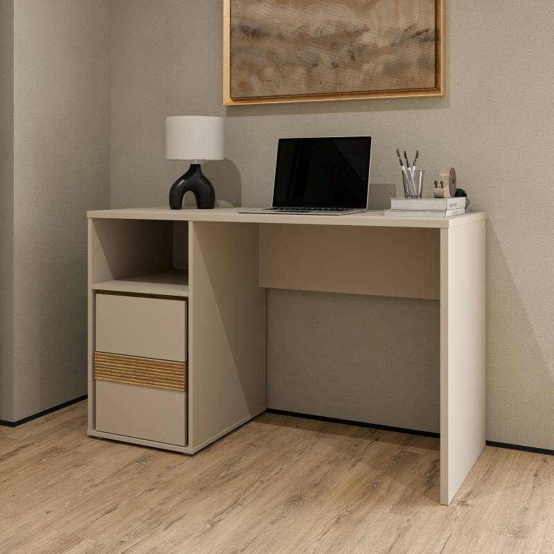 home24 Schreibtisch 120 x 76 x 50cm Braun/Beige von home24