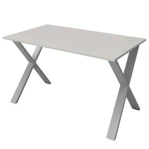 home24 Schreibtisch 140cm Grau/Lichtgrau X-Form Silber von home24