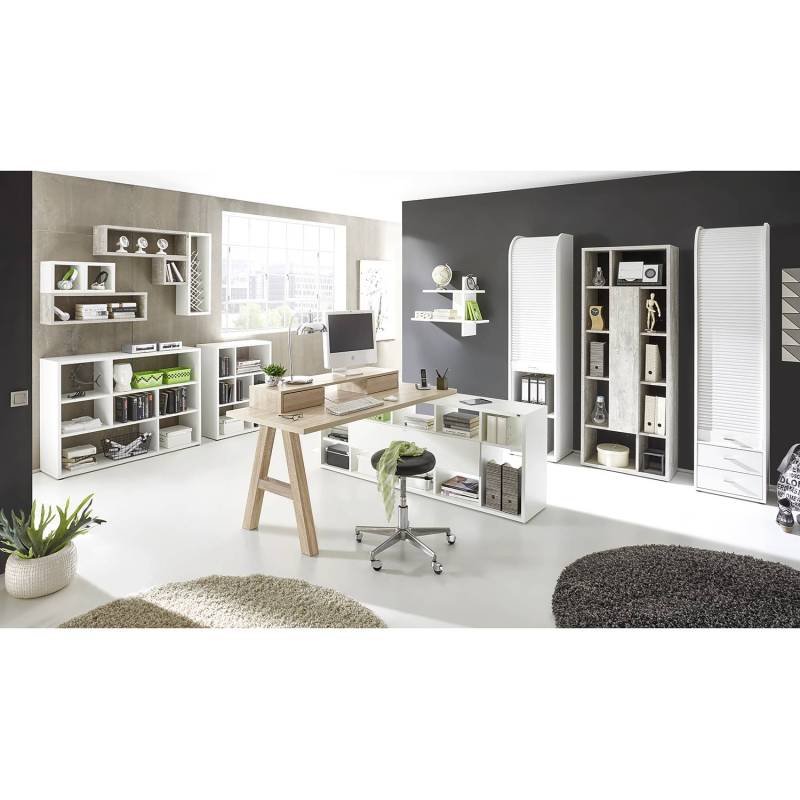 home24 Schreibtisch-Ansatz I 140cm Braun/Eiche Sanremo Hell Dekor von home24