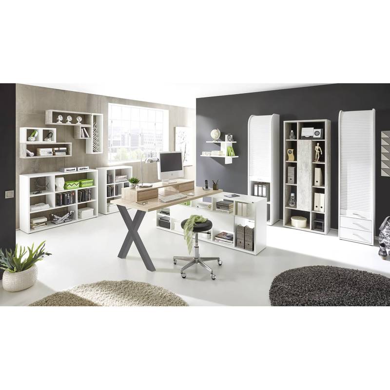 home24 Schreibtisch-Ansatz II 140cm Braun/Anthrazit/Eiche Sonoma Dekor von home24