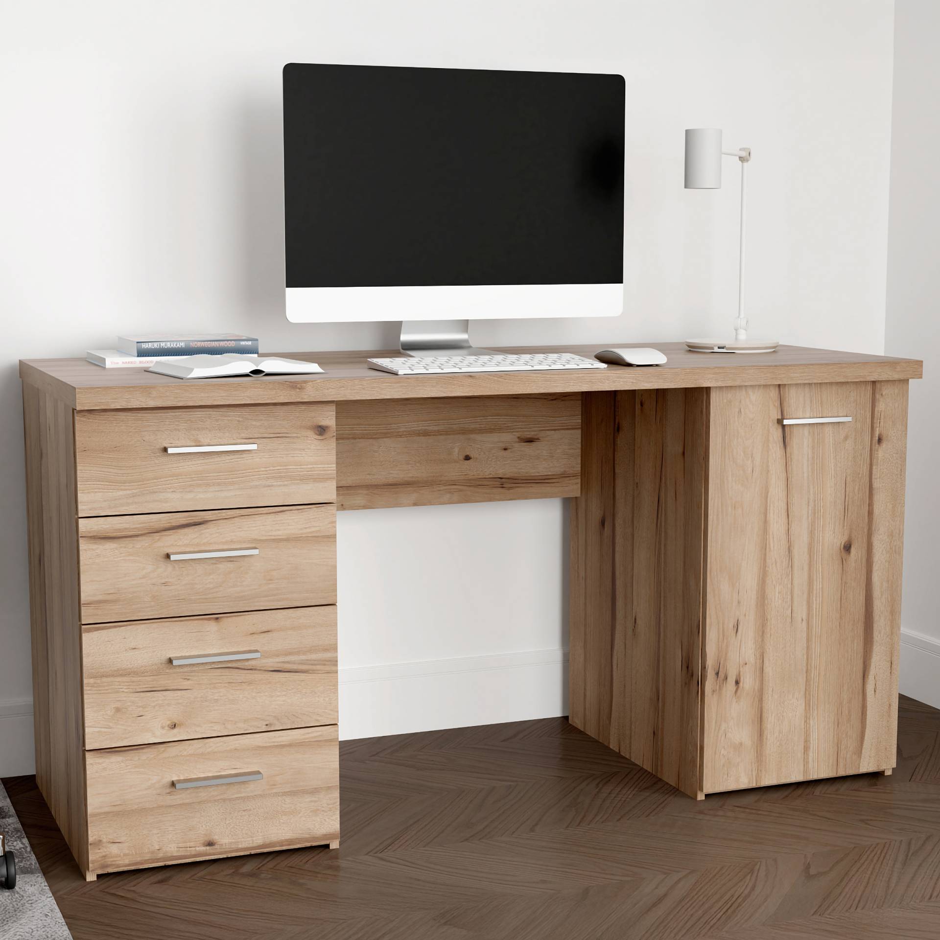 home24 Schreibtisch - Breite 145 cm 145 x 76 x 60cm Braun/Plankeneiche Dekor home24 Schreibtisch - Breite 145 cm 145 x 76 x 60cm Braun/Plankeneiche Dekor von home24