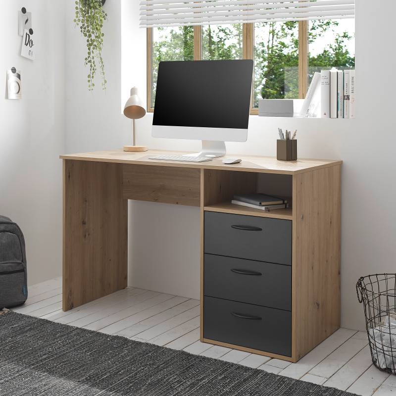 home24 Schreibtisch Colvago 120 x 75 x 54cm Grau von home24