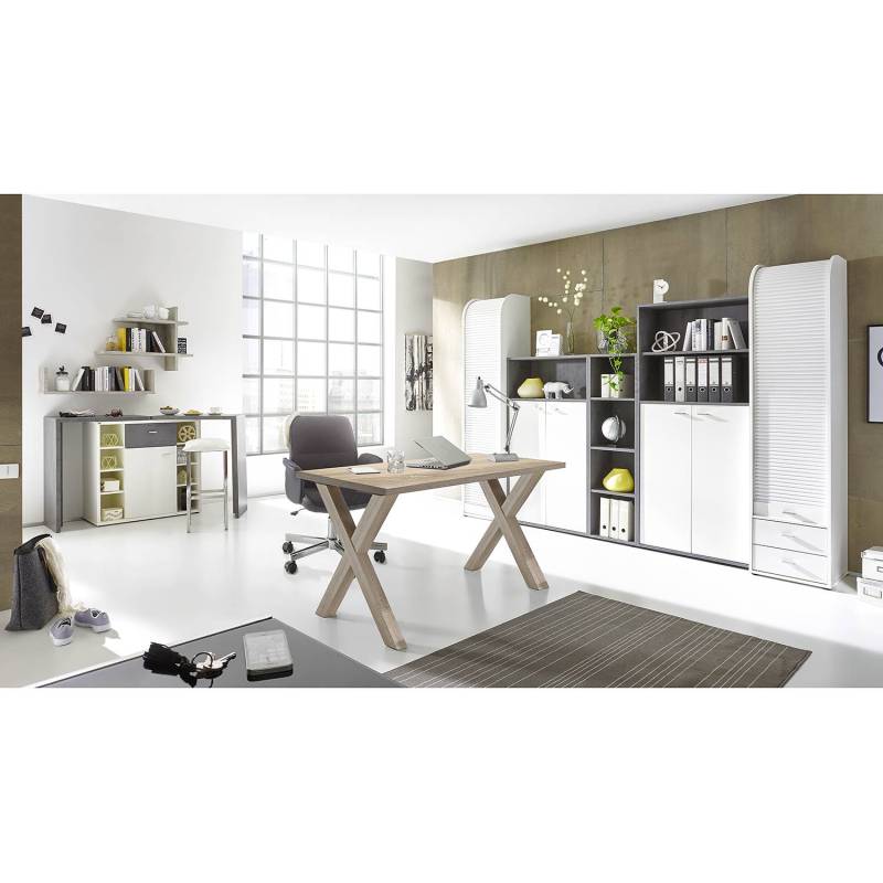 home24 Schreibtisch Leeton II 160cm Braun/Eiche Sanremo Hell Dekor von home24