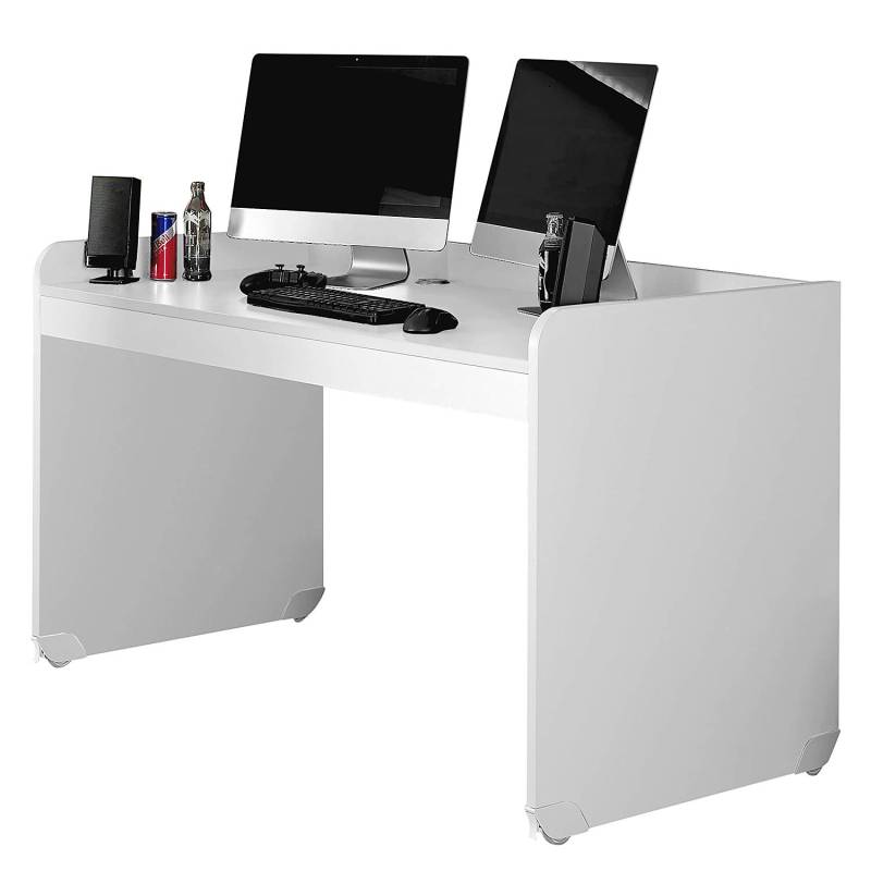 home24 Schreibtisch Okkai 144 x 84 x 72cm Weiß/Weiß von home24