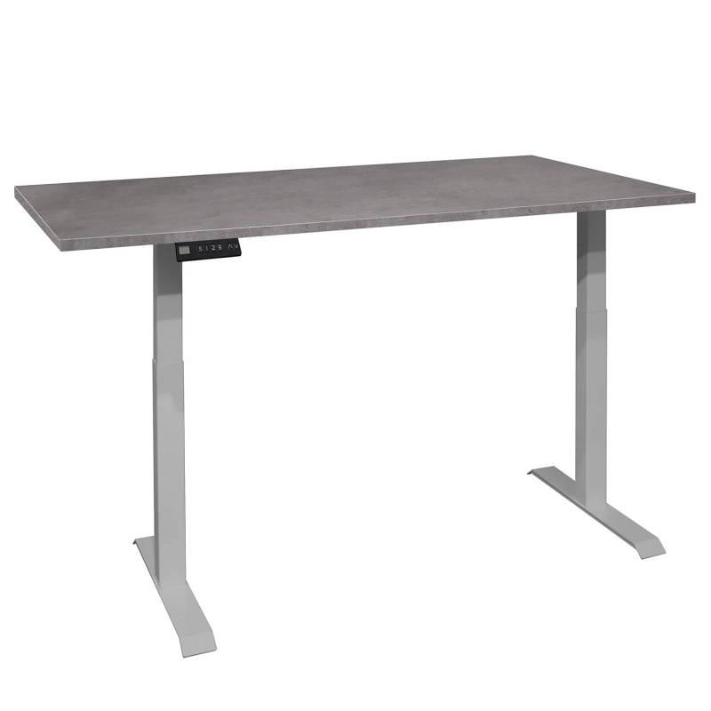 home24 Schreibtisch Unieux VI 140cm Grau/Graphit Silber von home24