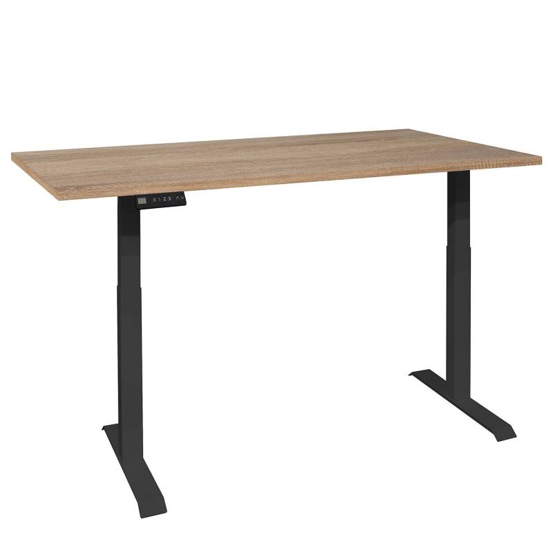 home24 Schreibtisch Unieux VI 160cm Braun/Eiche Sägerau Dekor Schwarz von home24