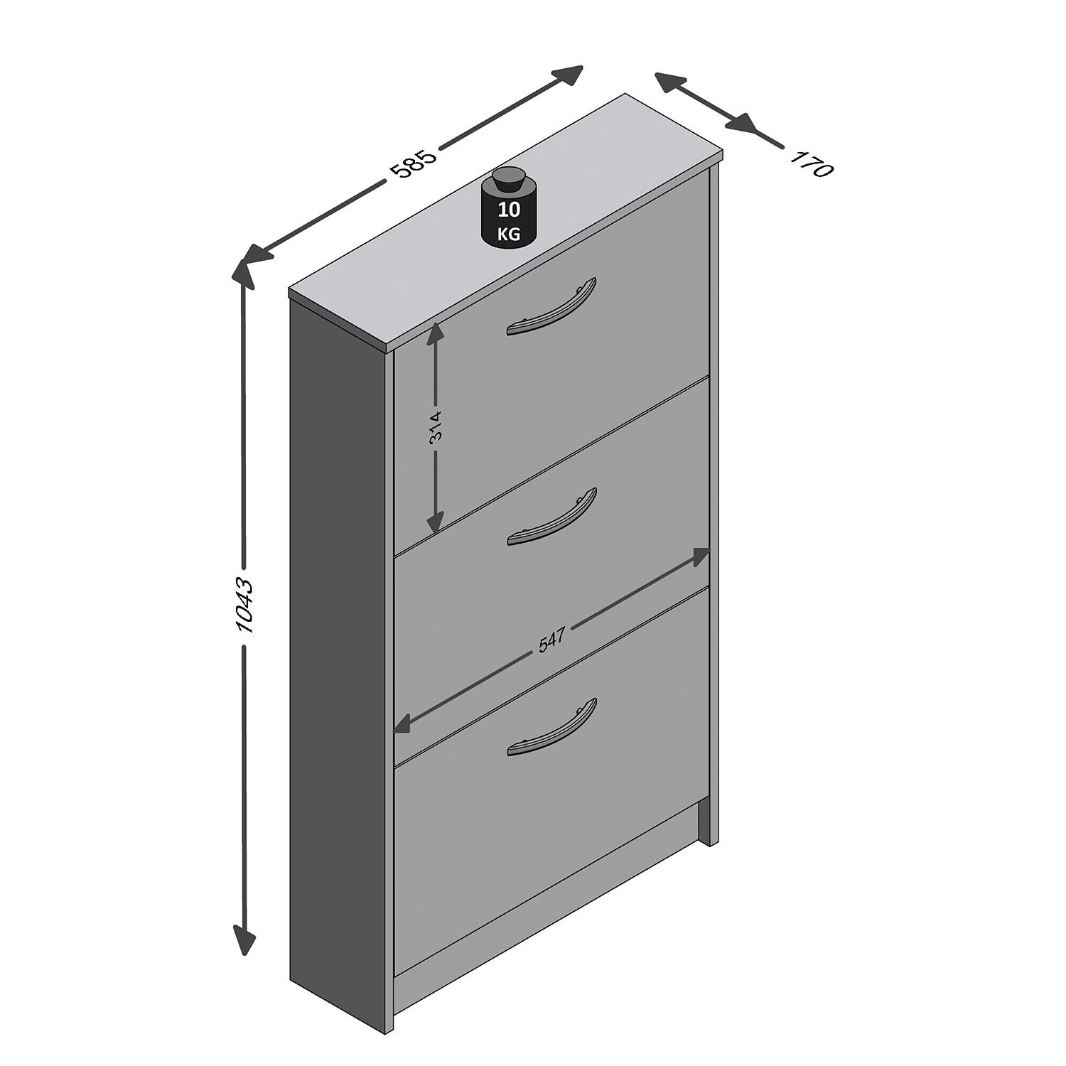 home24 Schuhkipper Swenja 59 x 105 x 17cm Weiß/Weiß home24 Schuhkipper Swenja 59 x 105 x 17cm Weiß/Weiß von home24