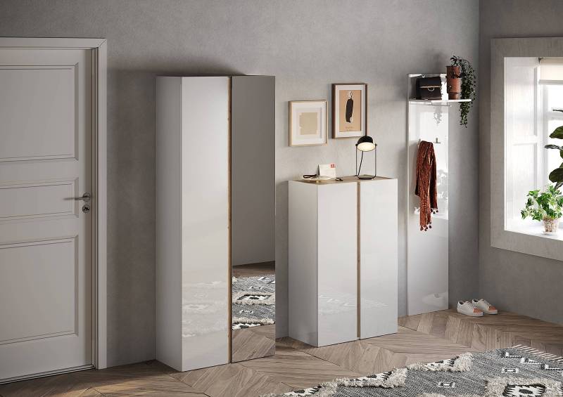 home24 Schuhschrank Cogley 70 x 185 x 35cm Weiß von home24