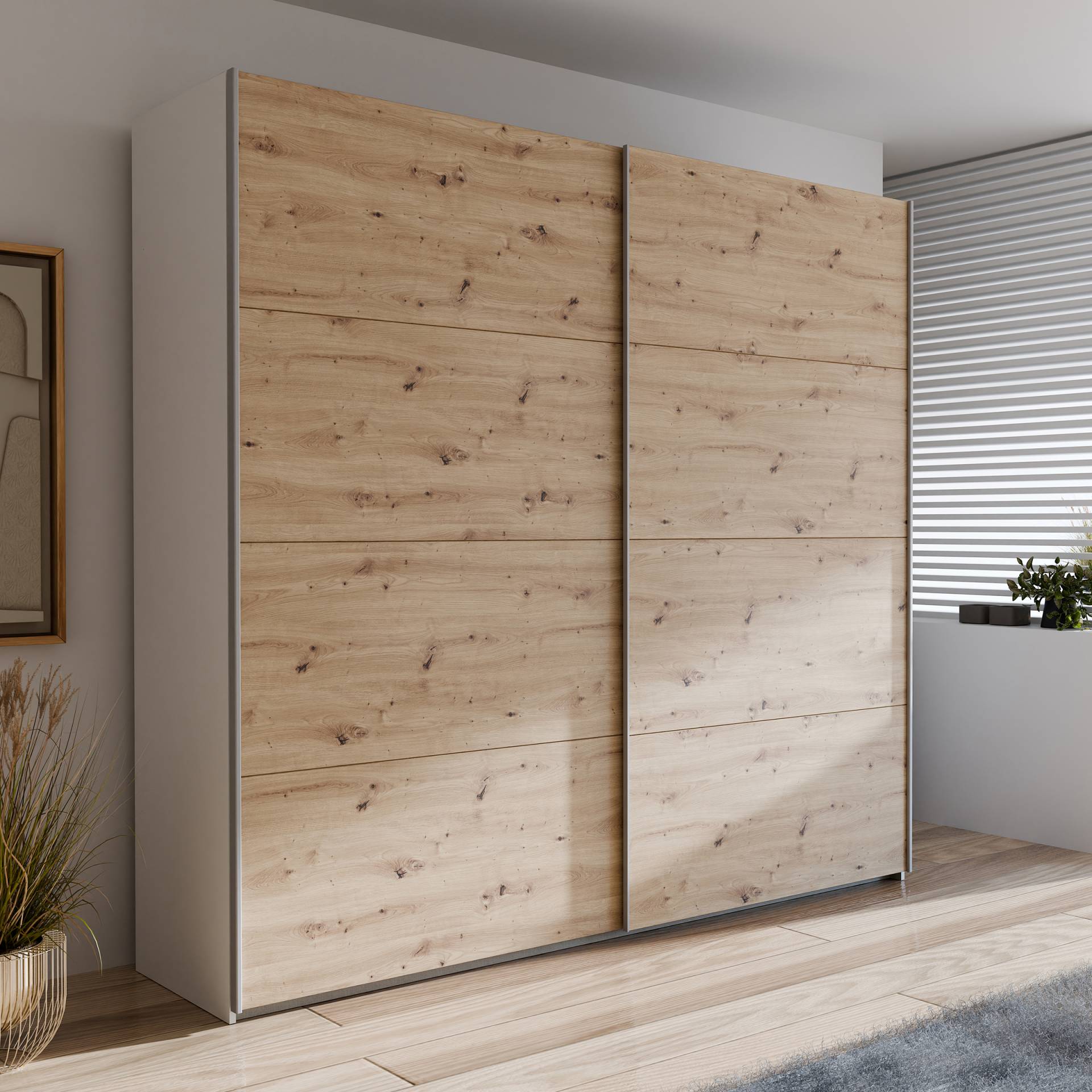 home24 Schwebetürenschrank Höhe 211 cm 220cm Braun/Weiß/Eiche Artisan Dekor home24 Schwebetürenschrank Höhe 211 cm 220cm Braun/Weiß/Eiche Artisan Dekor von home24