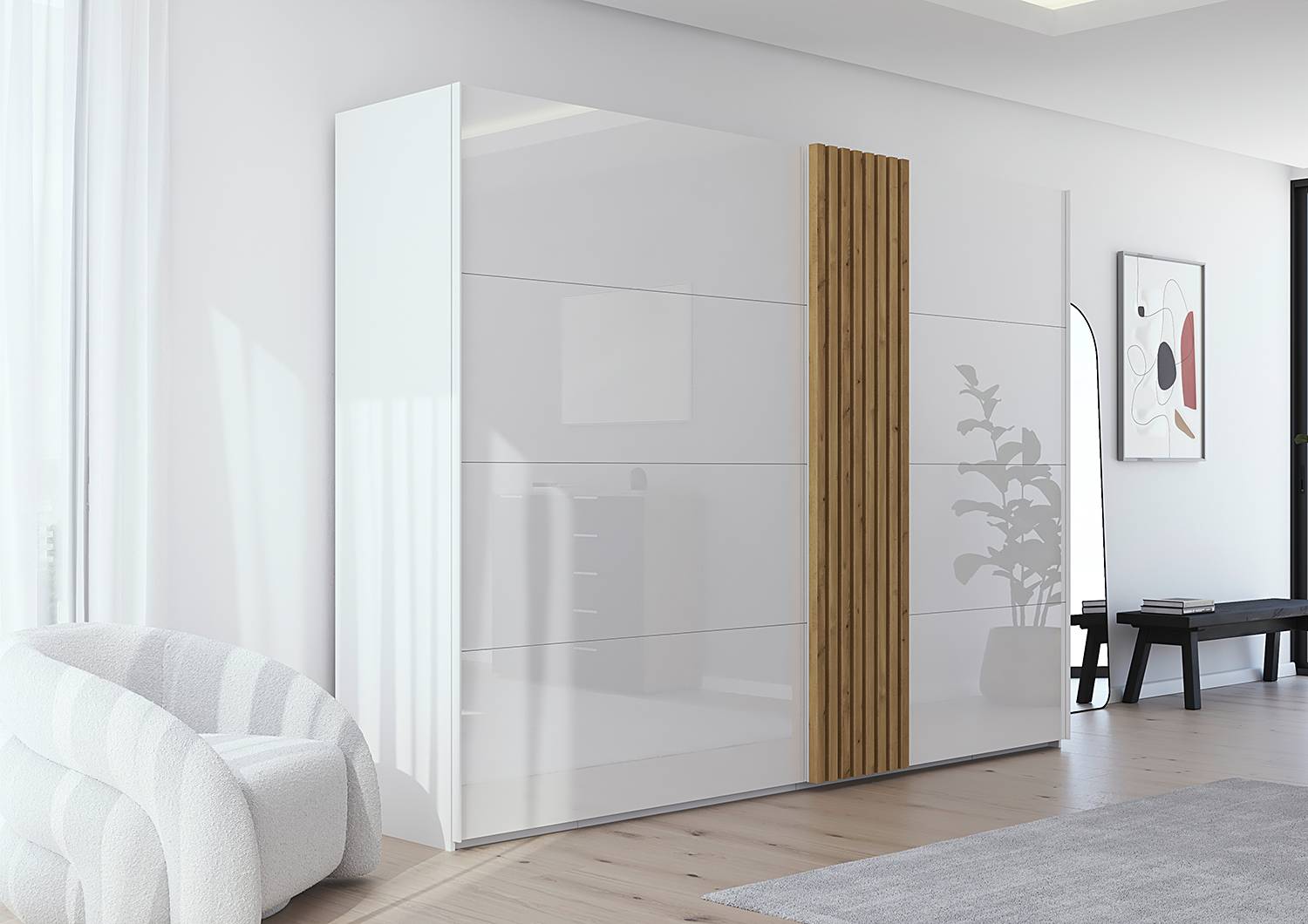 home24 Schwebetürenschrank Pero 301cm Weiß/Alpinweiß Eiche home24 Schwebetürenschrank Pero 301cm Weiß/Alpinweiß Eiche von home24