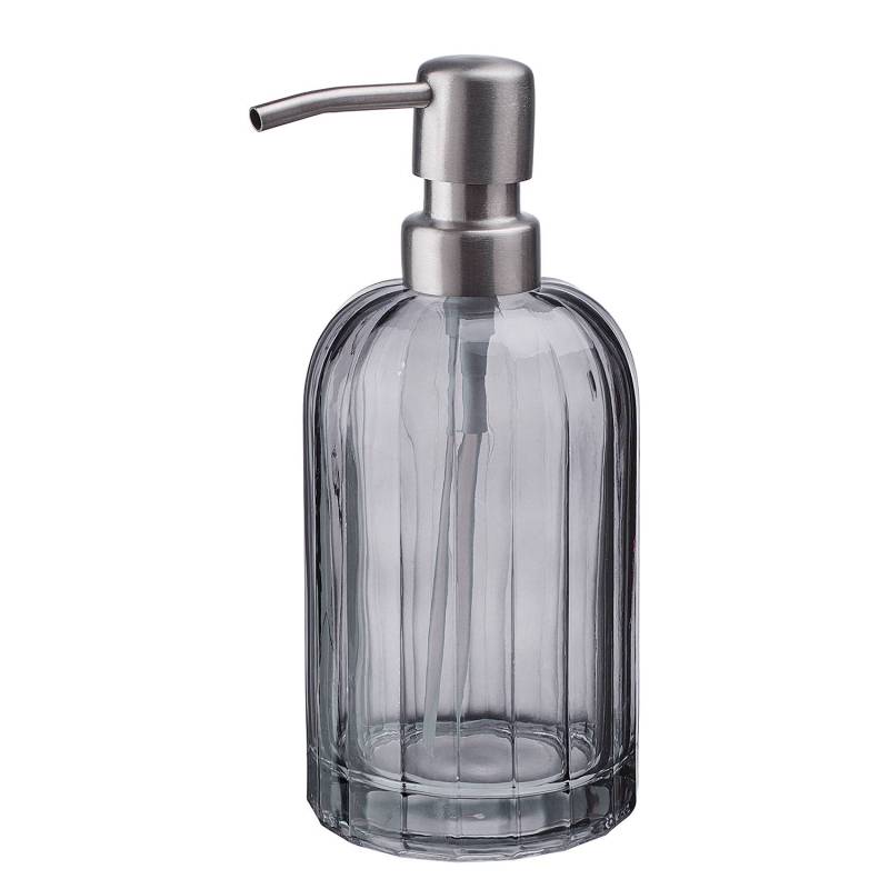 home24 Seifenspender 2er-Set Glas, Edelstahl Grau Ø 8cm von home24