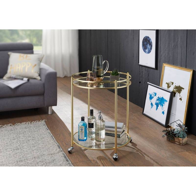 home24 Servierwagen Achill Ø 57cm Gold von home24