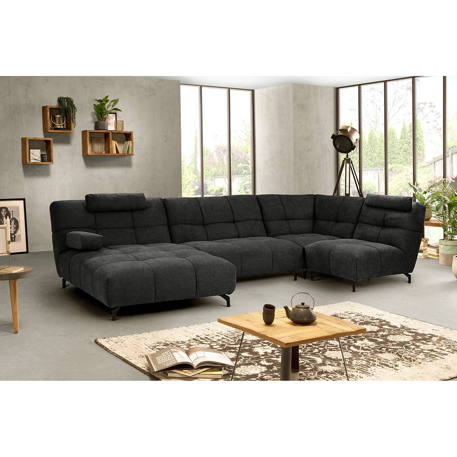 home24 Sessel Bellmore Schwarz/Anthrazit Microfaser 80 x 88 x 105cm Modern von home24