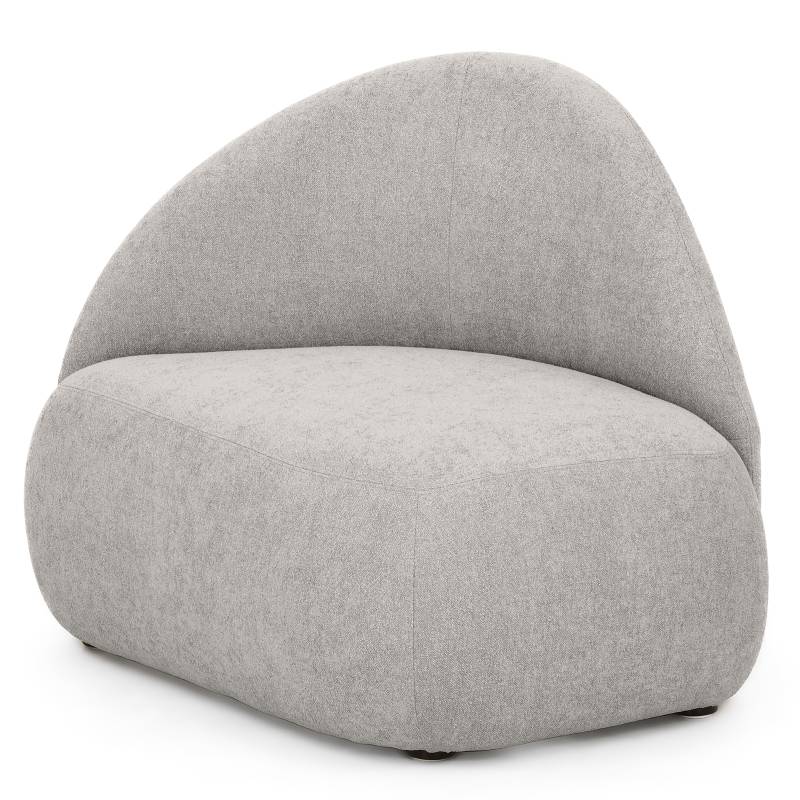 home24 Sessel GANI Grau Bouclé Stoff Sideri mit Hocker 170 x 82 x 68cm von home24
