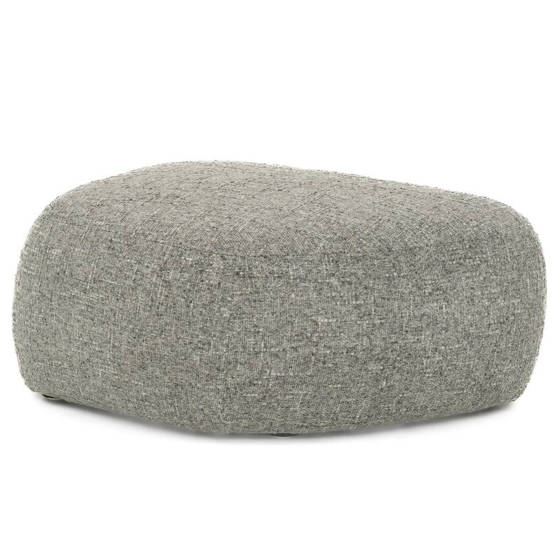 home24 Sessel GANI Grau Strukturstoff Trinu mit Hocker 170 x 82 x 68cm von home24