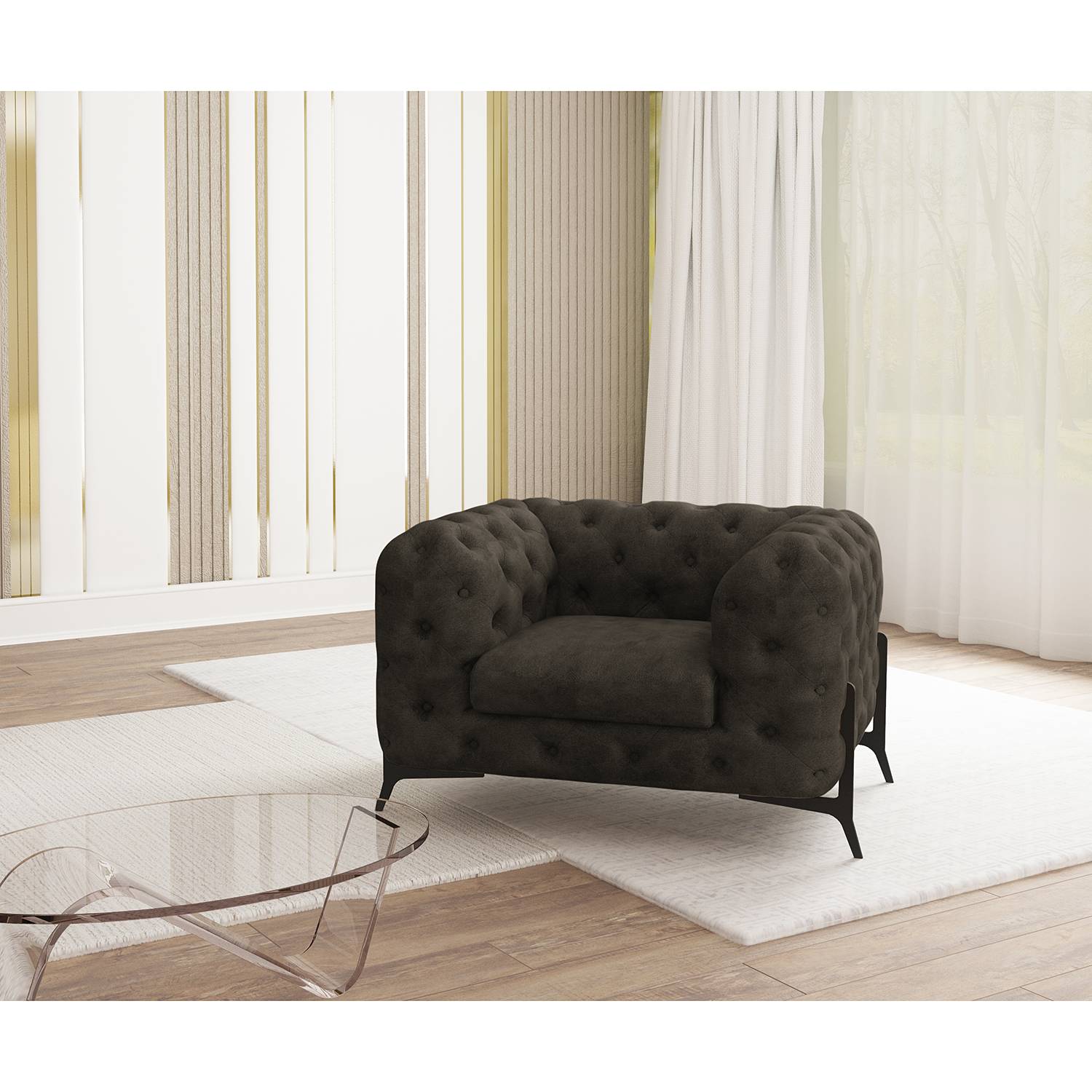 home24 Sessel II Grau Microfaser Priya 125 x 73 x 100cm von home24