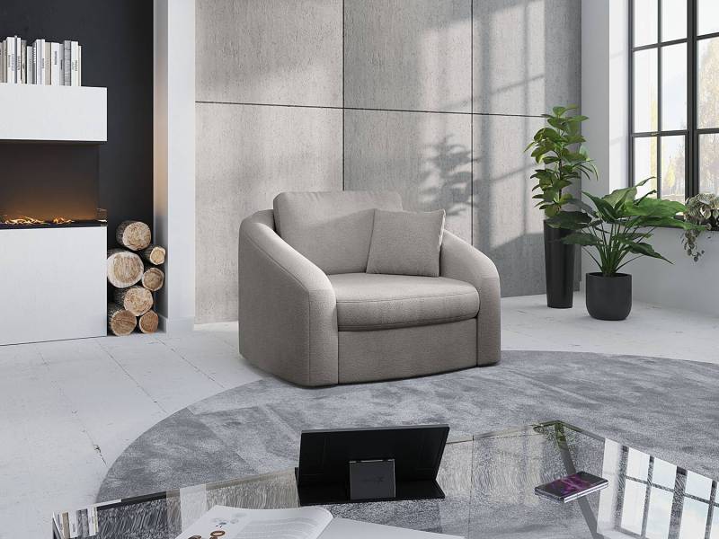 home24 Sessel Nessano Silber Bouclé Stoff Almira 116 x 88 x 104cm von home24