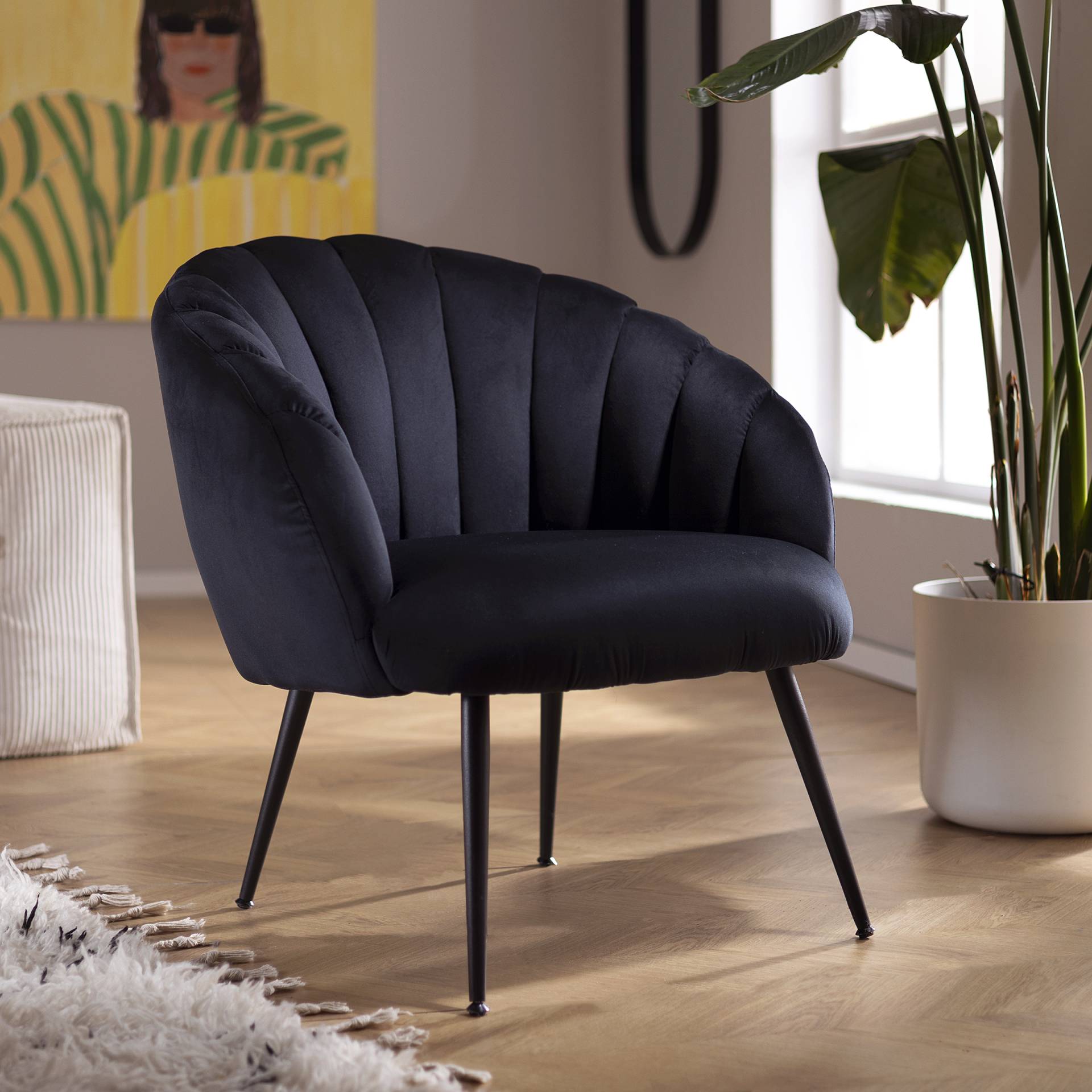 home24 Sessel Schwarz Samt 75 x 80 x 78cm home24 Sessel Schwarz Samt 75 x 80 x 78cm von home24
