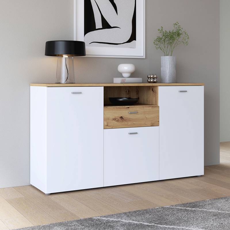 home24 Sideboard 155 x 87 x 41cm Braun/Weiß von home24