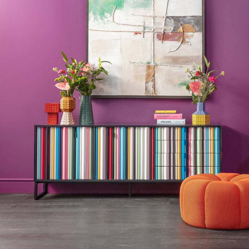 home24 Sideboard 186 x 74 x 40cm Schwarz/Multicolor von home24