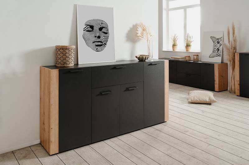 home24 Sideboard 162cm Schwarz/Braun von home24