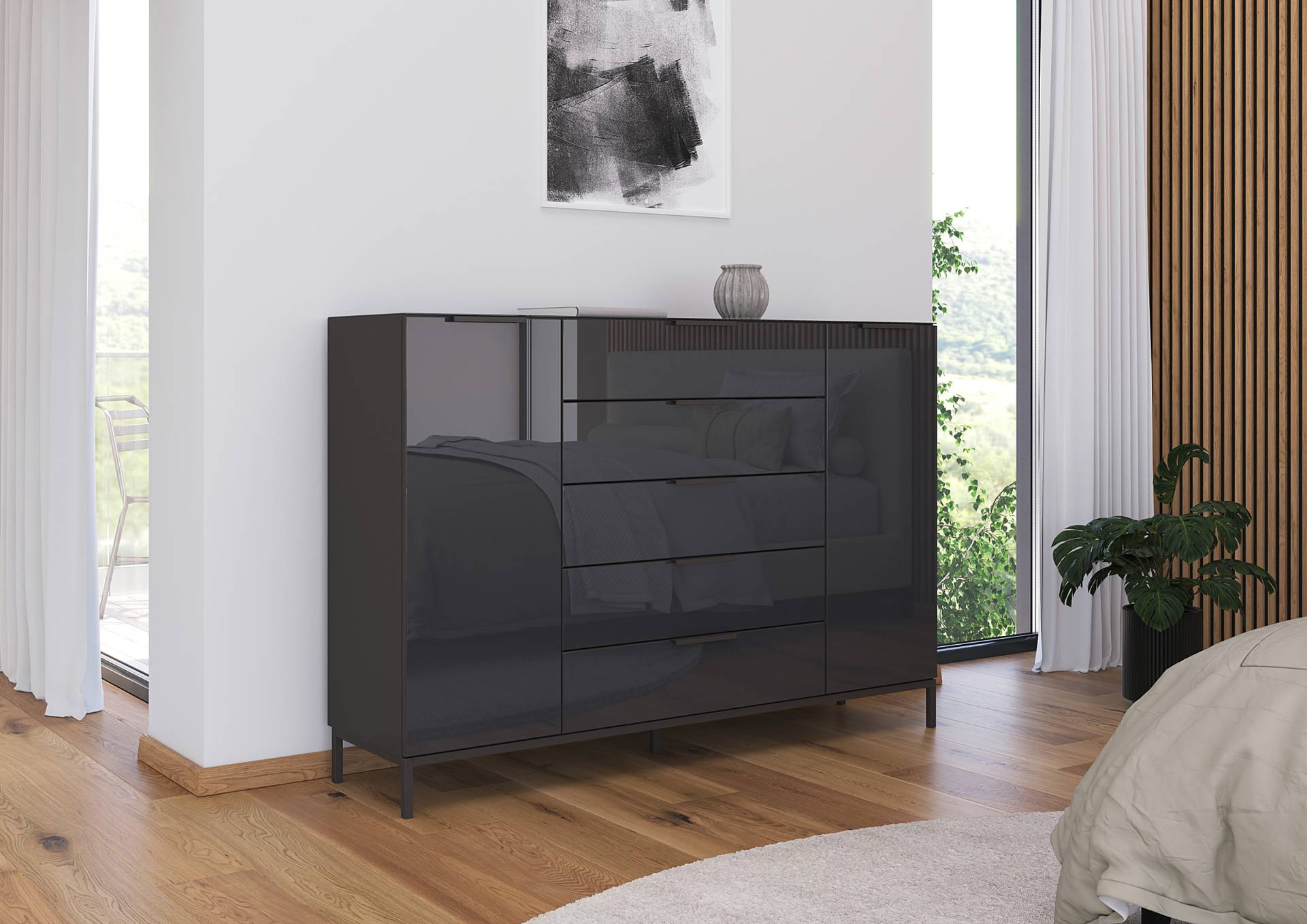 home24 Sideboard Glas mit Gestell 111 cm 160cm Schwarz/Graphit home24 Sideboard Glas mit Gestell 111 cm 160cm Schwarz/Graphit von home24