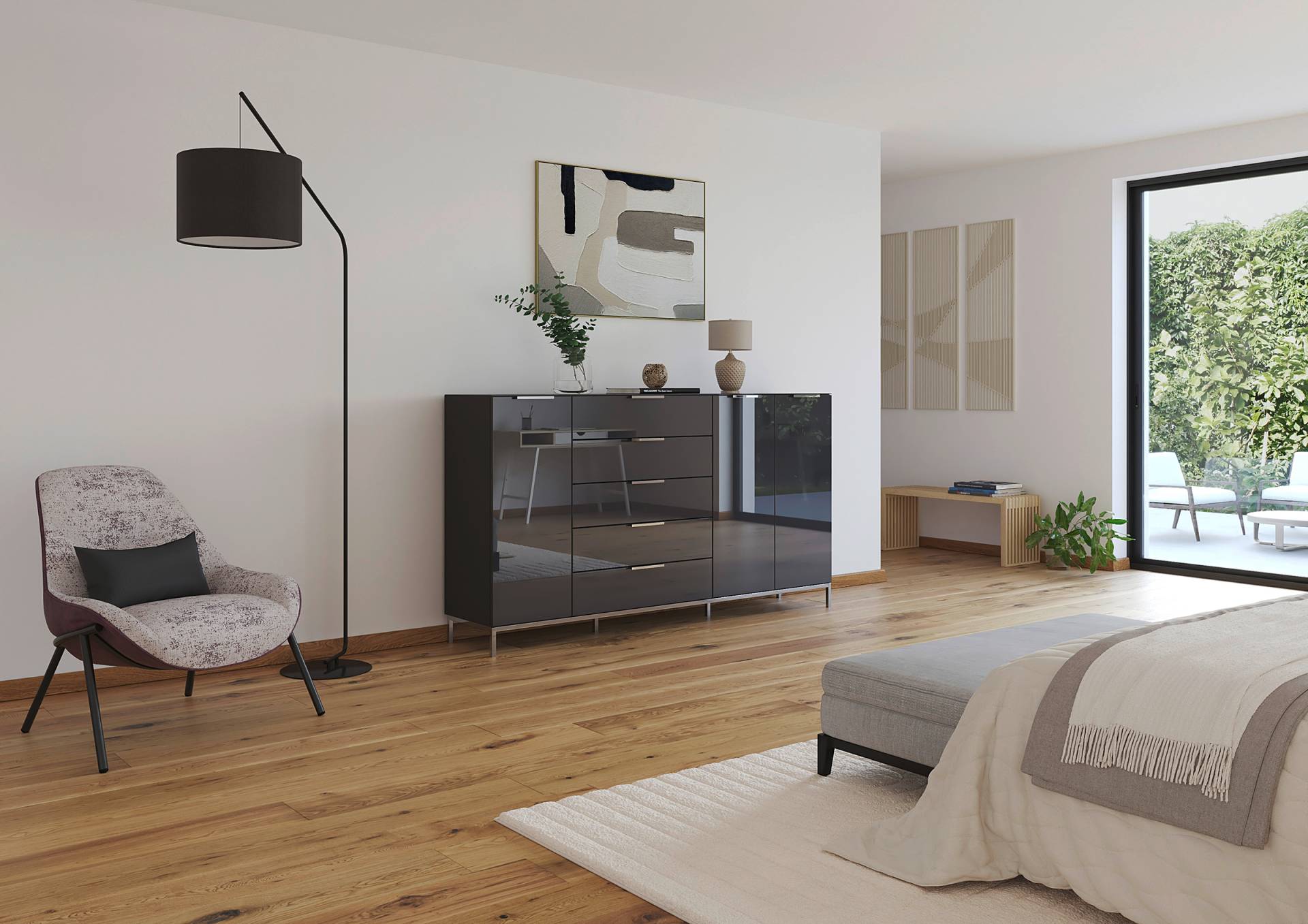 home24 Sideboard Glas mit Gestell 111 cm 199cm Schwarz/Grau/Chrom home24 Sideboard Glas mit Gestell 111 cm 199cm Schwarz/Grau/Chrom von home24