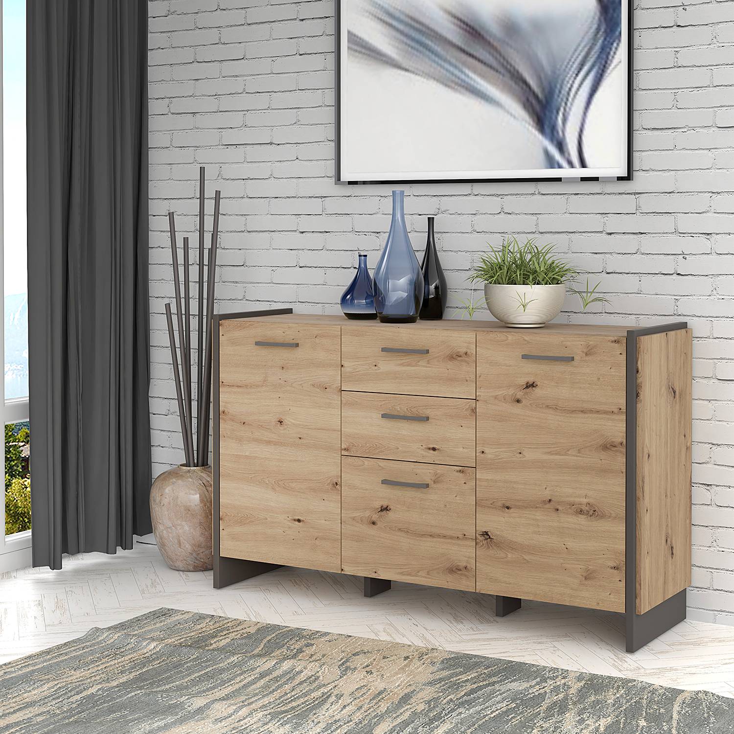 home24 Sideboard Typ B 142 x 86 x 41cm Braun/Grau von home24