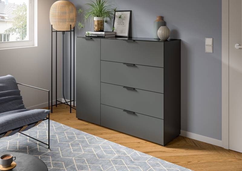 home24 Sideboard mit 4 Schubladen 135 x 112 x 40cm Grau von home24